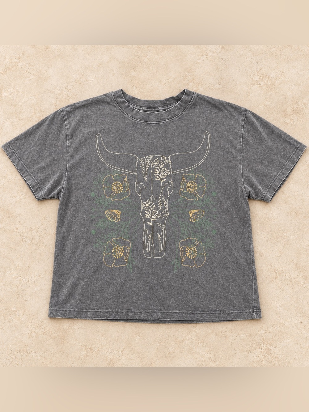 Girls Gray Social Culture Graphic  Short Sleeve Tee